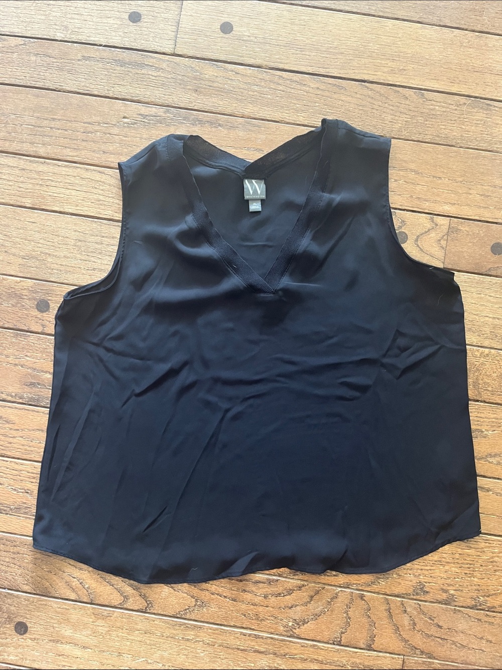Worthington Black V-Neck Semi-Sheer Sleeveless Tank